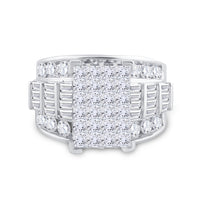 Load image into Gallery viewer, 14kt White Gold Womens Princess Diamond Cluster Bridal Wedding Engagement Ring 4.00 Cttw
