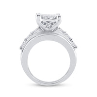 Load image into Gallery viewer, 14kt White Gold Womens Princess Diamond Cluster Bridal Wedding Engagement Ring 4.00 Cttw

