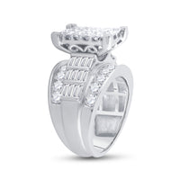 Load image into Gallery viewer, 14kt White Gold Womens Princess Diamond Cluster Bridal Wedding Engagement Ring 4.00 Cttw
