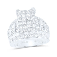Load image into Gallery viewer, 14kt White Gold Womens Princess Diamond Cluster Bridal Wedding Engagement Ring 4.00 Cttw
