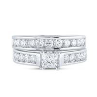 Load image into Gallery viewer, 14kt White Gold Womens Princess Diamond Bridal Wedding Engagement Ring Band Set 2.00 Cttw
