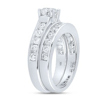 Load image into Gallery viewer, 14kt White Gold Womens Princess Diamond Bridal Wedding Engagement Ring Band Set 2.00 Cttw
