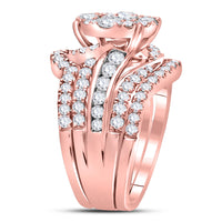 Load image into Gallery viewer, 14kt Rose Gold Womens Princess Round Diamond Bridal Wedding Engagement Ring Band Set 2-1/2 Cttw
