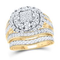 Load image into Gallery viewer, 14kt Yellow Gold Womens Princess Diamond Bridal Wedding Engagement Ring Band Set 2-1/2 Cttw
