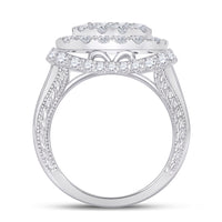 Load image into Gallery viewer, 14kt White Gold Womens Princess Diamond Cluster Bridal Wedding Engagement Ring 3-1/2 Cttw

