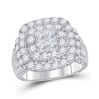 Load image into Gallery viewer, 14kt White Gold Womens Princess Diamond Cluster Bridal Wedding Engagement Ring 3-1/2 Cttw

