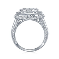 Load image into Gallery viewer, 14kt White Gold Womens Princess Diamond Cluster Bridal Wedding Engagement Ring 3-1/2 Cttw

