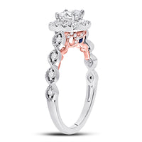 Load image into Gallery viewer, 14kt Two-tone Gold Womens Princess Diamond Solitaire Bridal Wedding Engagement Ring 3/4 Cttw (Certified)
