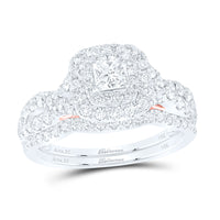 Load image into Gallery viewer, 14kt Two-tone Gold Womens Princess Diamond Bridal Wedding Engagement Ring Band Set 1-1/4 Cttw (Certified)
