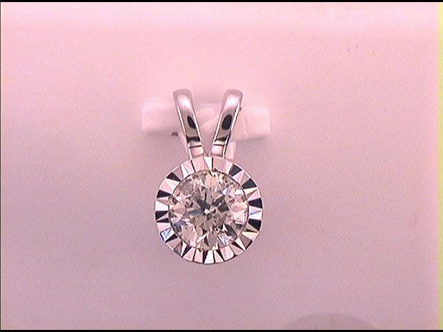 14kt White Gold Womens Round Diamond Solitaire Pendant 3/4 Cttw