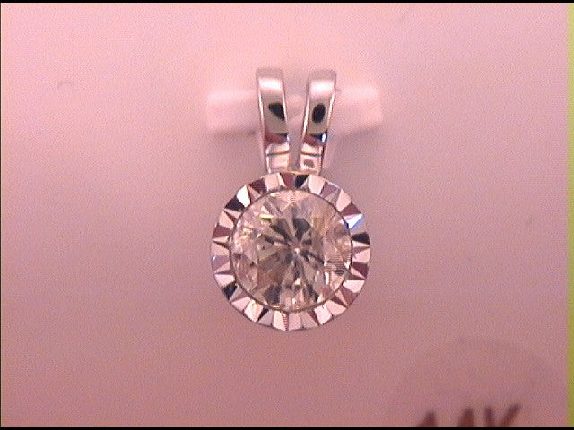 14kt White Gold Womens  Diamond Round Pendant 1.00 Cttw