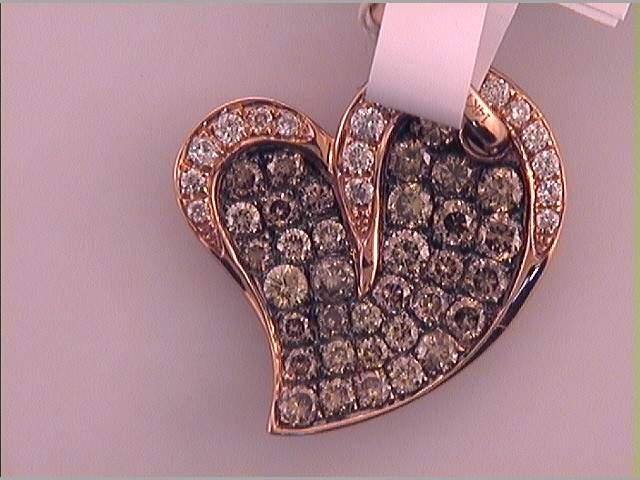 7/8CTW-DIA NATURAL BROWN  HEART PENDANT