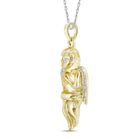 Load image into Gallery viewer, 10k Yellow Gold Diamond Mens Womens Small Guardian Angel Cherub Charm Pendant 1/20 Cttw
