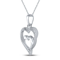 Load image into Gallery viewer, Sterling Silver Womens Round Diamond Heart Pendant .02 Cttw
