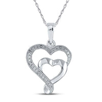 Load image into Gallery viewer, Sterling Silver Womens Round Diamond Heart Pendant .02 Cttw
