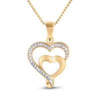 Load image into Gallery viewer, 10k Yellow Gold Womens Diamond-accent Double Heart Pendant .01 Cttw
