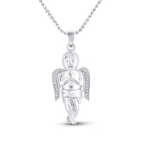 Load image into Gallery viewer, Sterling Silver Diamond Mens Womens Small Praying Guardian Angel Cherub Charm Polished Pendant 1/20 Cttw
