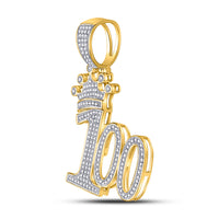 Load image into Gallery viewer, 10kt Yellow Gold Mens Round Diamond 100 Hundred Crown Charm Pendant 1/2 Cttw

