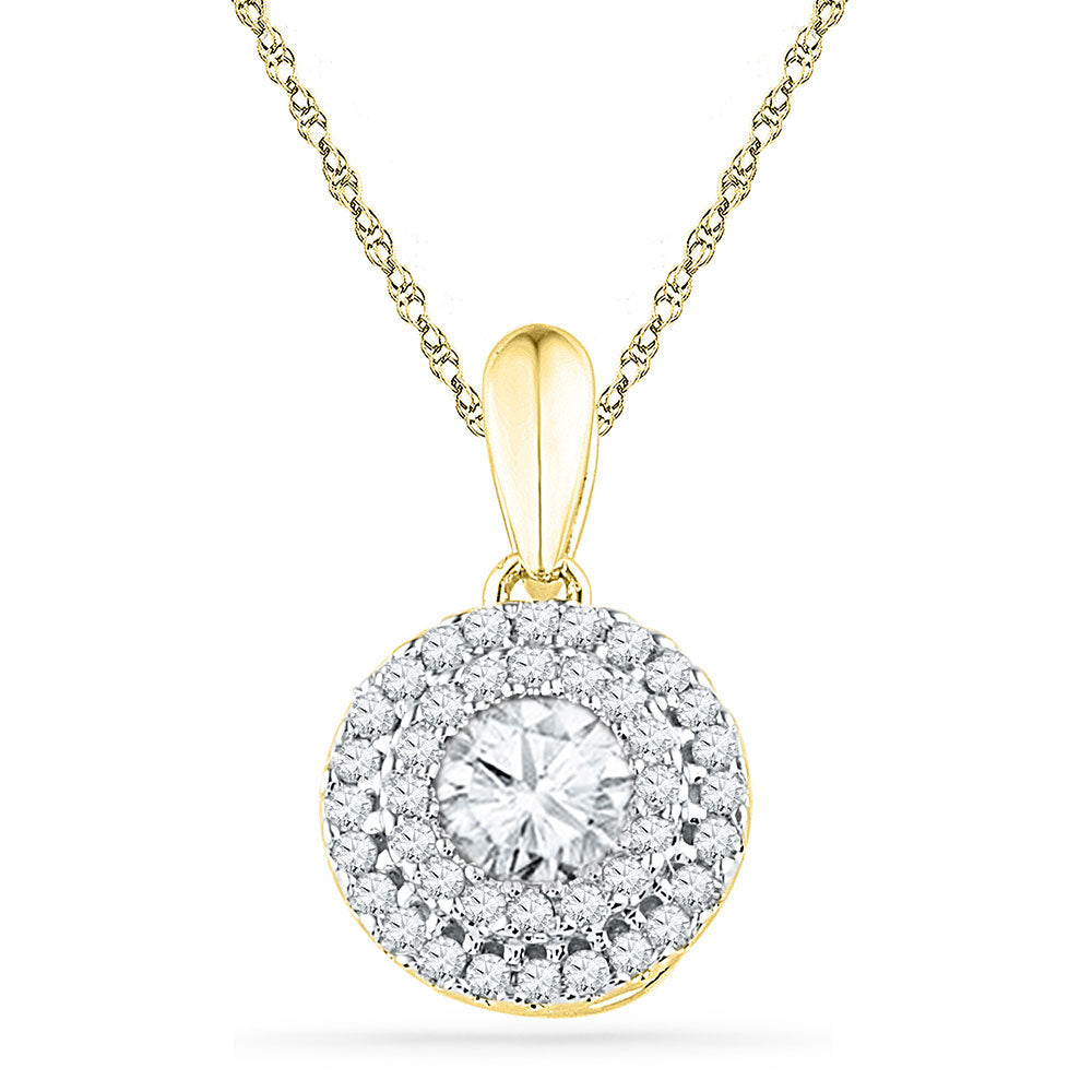 10kt Yellow Gold Womens Round Diamond Solitaire Pendant 1/2 Cttw