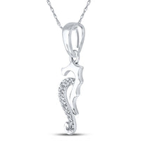 Load image into Gallery viewer, 10kt White Gold Womens Round Diamond Seahorse Animal Pendant 1/20 Cttw
