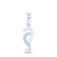 Load image into Gallery viewer, 10kt White Gold Womens Round Diamond Seahorse Animal Pendant 1/20 Cttw
