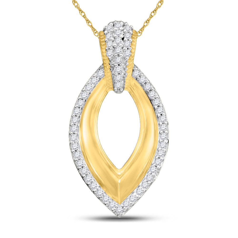 10kt Yellow Gold Womens Round Diamond Oval Pendant 1/6 Cttw