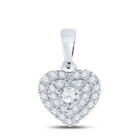 Load image into Gallery viewer, 14kt White Gold Womens Round Diamond Fashion Heart Pendant 1/3 Cttw
