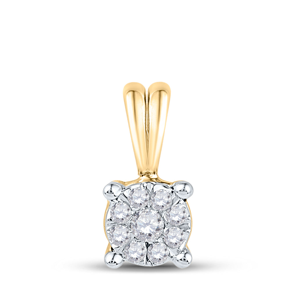 10kt Yellow Gold Womens Round Diamond Cluster Pendant 1/10 Cttw
