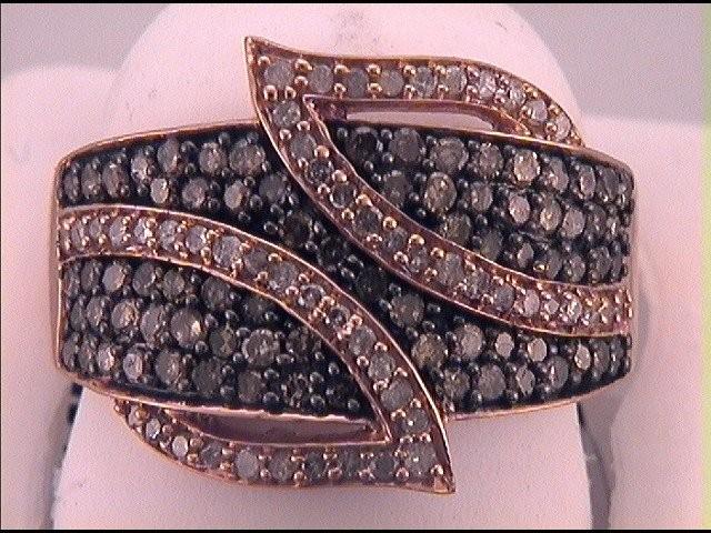 10kt Rose Gold Womens Round Brown Diamond Fashion Ring 1.00 Cttw
