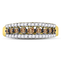 Load image into Gallery viewer, 10k Yellow Gold Womens Brown Diamond Band Ring 1/2 Cttw Size 5
