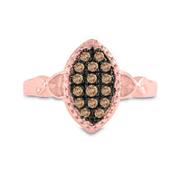 Load image into Gallery viewer, 10kt Rose Gold Womens Round Brown Diamond Oval Cluster Ring 1/5 Cttw
