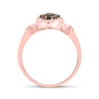 Load image into Gallery viewer, 10kt Rose Gold Womens Round Brown Diamond Oval Cluster Ring 1/5 Cttw
