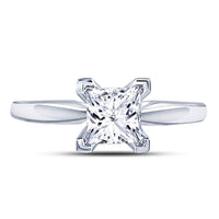 Load image into Gallery viewer, 14kt White Gold Womens Princess Diamond Solitaire Certified Bridal Wedding Engagement Ring 1.00 Cttw

