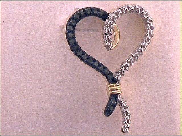 10kt Yellow Gold Womens Color Enhanced Blue Diamond Heart Fashion Pendant 1/8 Cttw