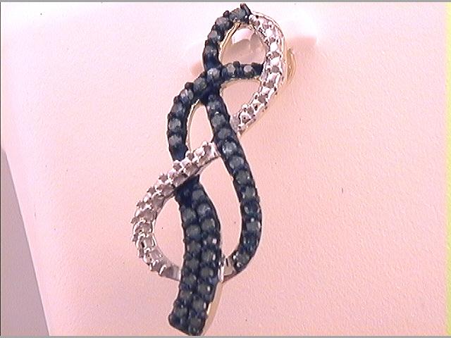 10kt Yellow Gold Womens Color Enhanced Blue Diamond Fashion Fashion Pendant 1/4 Cttw