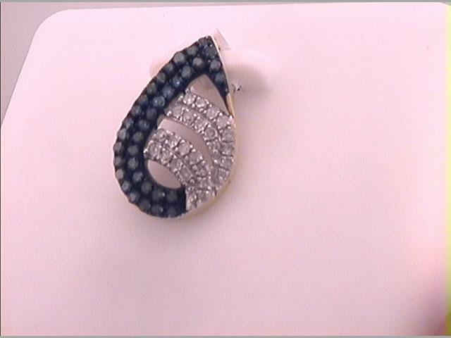 10kt Yellow Gold Womens Color Enhanced Blue Diamond Teardrop Fashion Pendant 1/4 Cttw