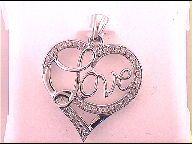 1/4CTW-DIA P1P2 FASHION " LOVE" HEART  PENDANT