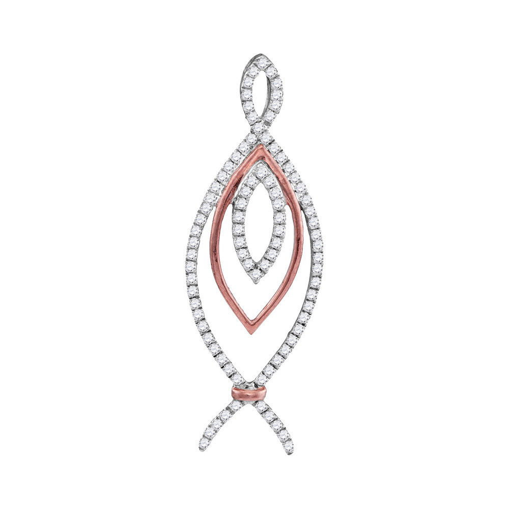 10kt Two-tone Gold Womens Round Diamond Fashion Pendant 1/4 Cttw
