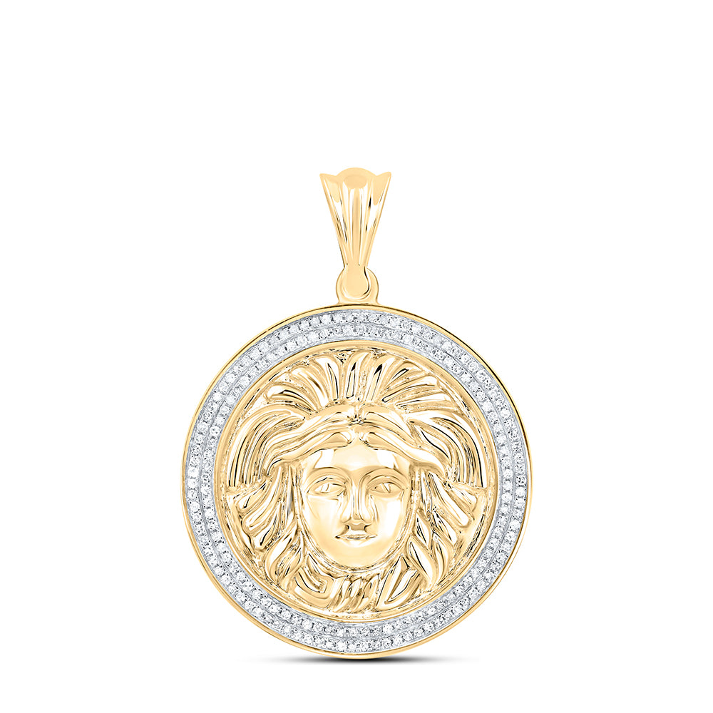 10kt Yellow Gold Mens Round Diamond Charm Pendant 1/2 Cttw