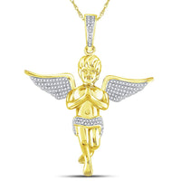 Load image into Gallery viewer, 10kt Yellow Gold Mens Round Diamond Angel Charm Pendant 1/2 Cttw
