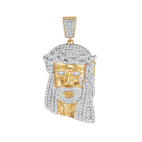 Load image into Gallery viewer, 10kt Yellow Gold Mens Round Diamond Jesus Christ Messiah Head Charm Pendant 7/8 Cttw
