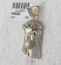 Load image into Gallery viewer, 10kt Yellow Gold Mens Round Diamond Jesus Christ Messiah Head Charm Pendant 7/8 Cttw
