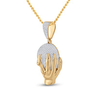 Load image into Gallery viewer, 10kt Yellow Gold Mens Round Diamond Hand World Cluster Charm Pendant 3/4 Cttw
