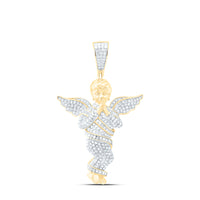 Load image into Gallery viewer, 10kt Yellow Gold Mens Round Diamond Praying Angel Wings Charm Pendant 7/8 Cttw
