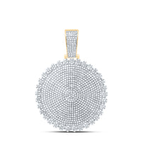 Load image into Gallery viewer, 10kt Yellow Gold Mens Round Diamond Circle Cluster Charm Pendant 2-3/4 Cttw
