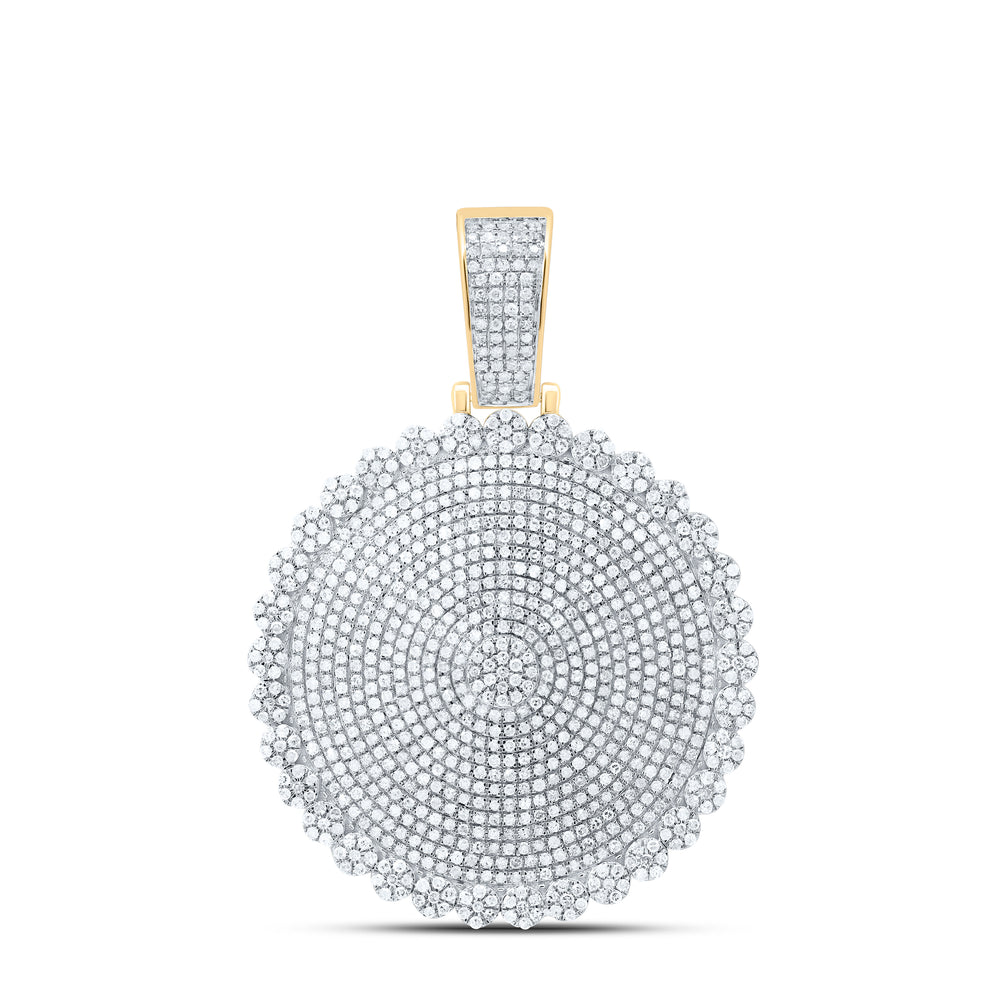 10kt Yellow Gold Mens Round Diamond Circle Cluster Charm Pendant 2-3/4 Cttw
