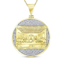 Load image into Gallery viewer, 10kt Yellow Gold Mens Round Diamond Last Supper Religious Charm Pendant 1/2 Cttw
