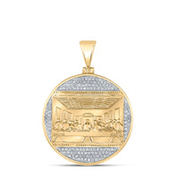 Load image into Gallery viewer, 10kt Yellow Gold Mens Round Diamond Last Supper Religious Charm Pendant 1/2 Cttw
