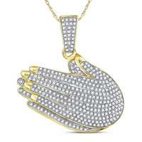 Load image into Gallery viewer, 10kt Yellow Gold Mens Round Diamond Praying Hands Charm Pendant 7/8 Cttw
