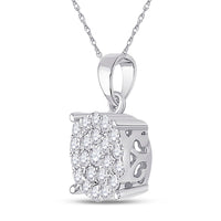 Load image into Gallery viewer, 10kt White Gold Womens Round Diamond Cindys Dream Circle Cluster Pendant 1/2 Cttw
